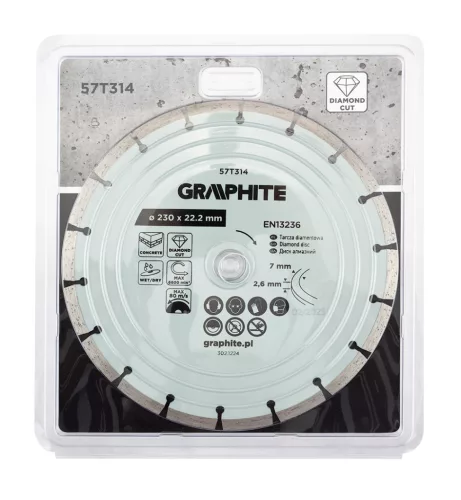 Gyémánt vágókorong 230x22.2mm, szegmenses, száraz és vizes