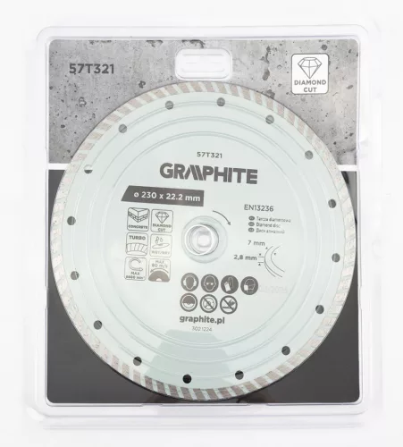 Gyémánt vágókorong 230x22.2mm, turbo, száraz és vizes