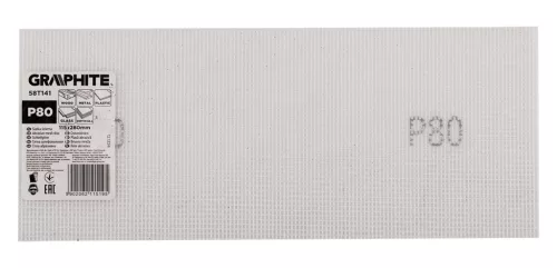 Csiszolóháló fehér 115x280mm, fa, fém, műanyag, űveg, gipszkarton csiszoláshoz, P80, min. rendelés: 3db