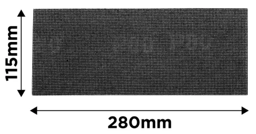 Csiszolóháló 115x280mm, fa, fém, műanyag, űveg, gipszkarton csiszoláshoz, P100, min. rendelés: 3db