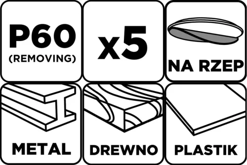 Csiszolókorong tépőzáras 150mm, P60, 8 lyukkal, 5db, min. rendelés: 3cs