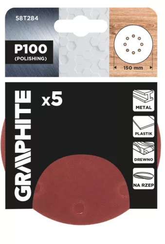 Csiszolókorong tépőzáras 150mm, P100, 8 lyukkal, 5db, min. rendelés: 3cs