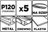 Csiszolókorong tépőzáras 150mm, P120, 8 lyukkal, 5db, min. rendelés: 3cs
