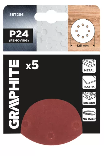 Csiszolókorong tépőzáras 125mm, P24, 8 lyukkal, 5db, min. rendelés: 3cs
