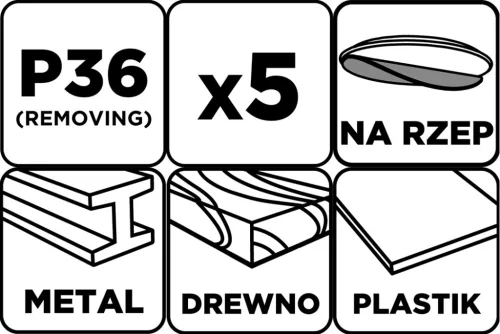 Csiszolókorong tépőzáras 125mm, P36, 8 lyukkal, 5db, min. rendelés: 3cs