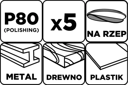 Csiszolókorong tépőzáras 125mm, P80, 8 lyukkal, 5db, min. rendelés: 3cs