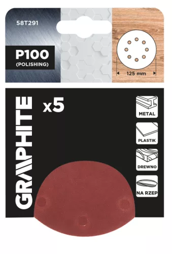 Csiszolókorong tépőzáras 125mm, P100, 8 lyukkal, 5db, min. rendelés: 3cs