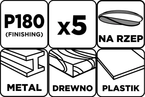Csiszolókorong tépőzáras 125mm, P180, 8 lyukkal, 5db, min. rendelés: 3cs