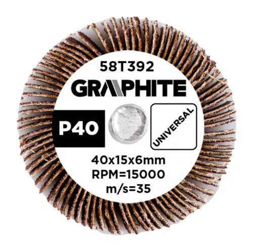 Csiszolókerék csapos 40x15x6mm, P40, min. rendelés: 3db