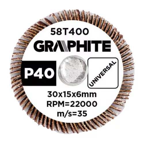 Csiszolókerék csapos 30x15x6mm, P40, min. rendelés: 3db