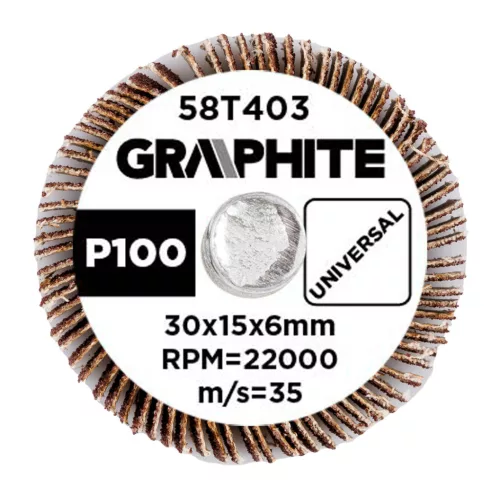 Csiszolókerék csapos 30x15x6mm, P100, min. rendelés: 3db