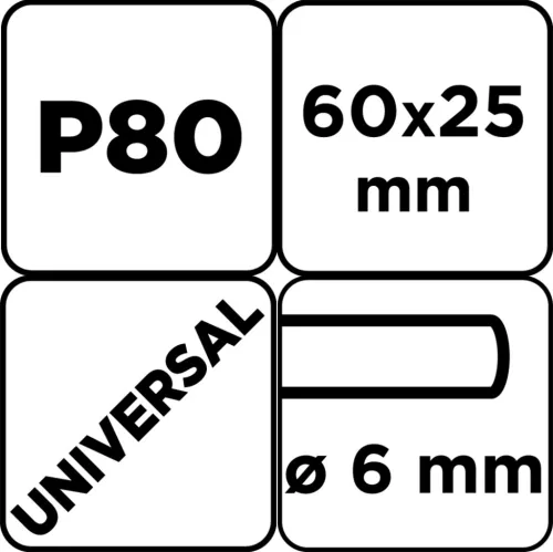 Csiszolókerék csapos 60x25x6mm, P80