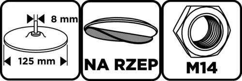 Rugalmas csiszolótányér, tépőzáras, 125mm, M14 + befogócsap