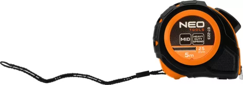 Mérőszalag 5m / 25mm, acél, autostop + rögzítő