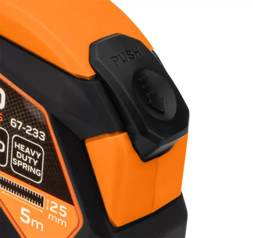 Mérőszalag 5m / 25mm, acél, mágneses, autostop+ rögzítő