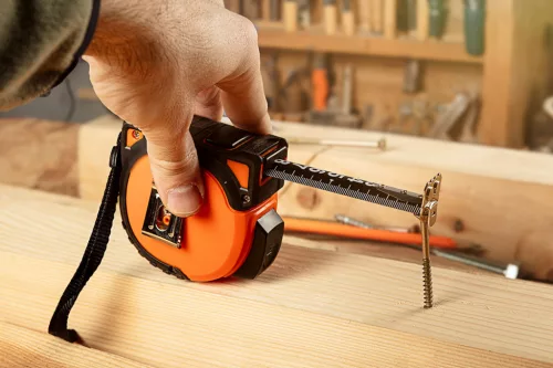 Mérőszalag 10m / 25mm, erősített rugó, acél, fekete szalag fehér nagyított skála, mágnes, autostop+rögzítő