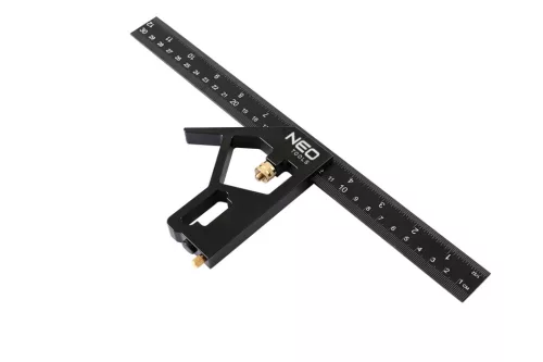 Profi szögmérő, derékszög és vonalzó, festett-alu 30cm