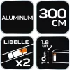 Ölesléc 300cm, 2 libella, vízszintes, függőleges, min. rendelés: 3db