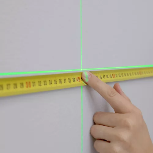 Lézeres szintező, 3D önbeálló keresztvonallézer, 360°, 16 vonal, 25m hatótáv, akku, tartozékok, táska, zöld
