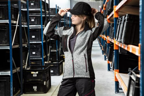 Női kötött munkadzseki, Softshell betétekkel, XXL