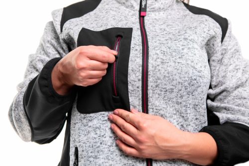 Női kötött munkadzseki, Softshell betétekkel, XXL