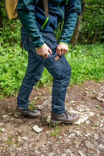 Farmer munkásnadrág, Denim, cipzáros oldalzsebekkel, 98% pamut, 410 g/m2, M
