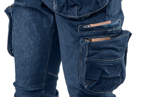 Farmer munkásnadrág, Denim, cipzáros oldalzsebekkel, 98% pamut, 410 g/m2, XL