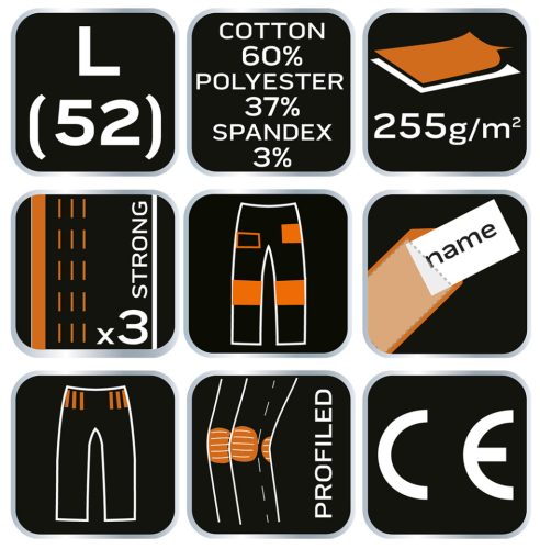 Terepmintás munkásnadrág, CAMO Urban, 60% pamut, 37% poliészter, 3% elasztán, L