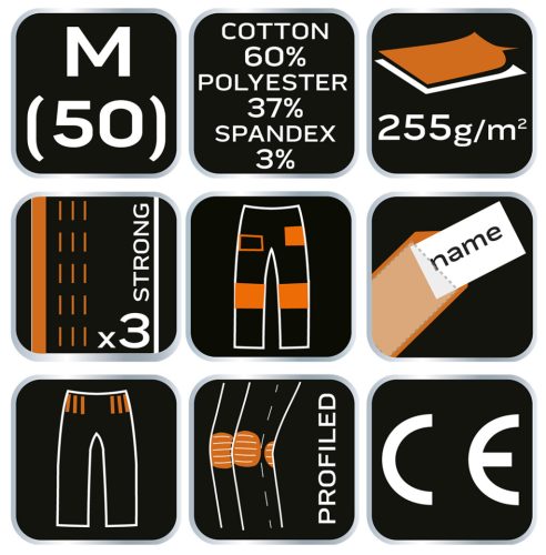 Terepmintás munkásnadrág, CAMO Urban, 60% pamut, 37% poliészter, 3% elasztán, M