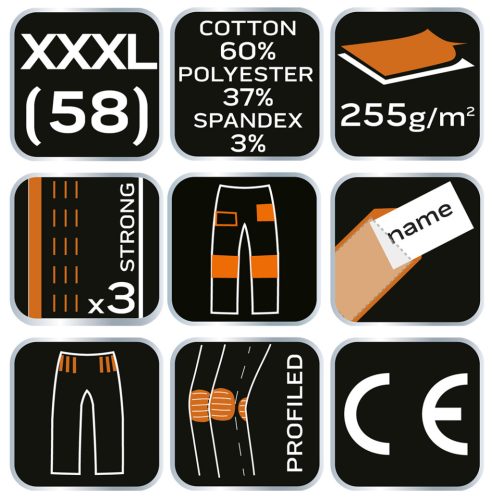 Terepmintás munkásnadrág, CAMO Urban, 60% pamut, 37% poliészter, 3% elasztán, XXXL