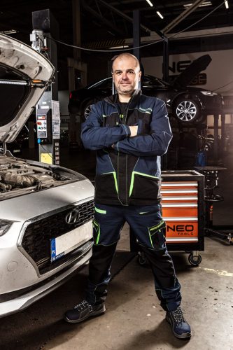 Munkanadrág, Motosynteza, 100% pamut szakadásmentes szövet, 3 soros varrat, térdprotektor zseb, S