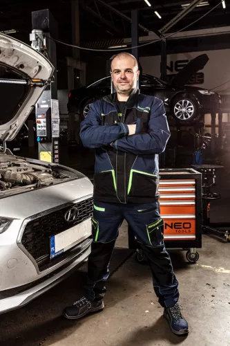 Munkanadrág, Motosynteza, 100% pamut szakadásmentes szövet, 3 soros varrat, térdprotektor zseb, XS