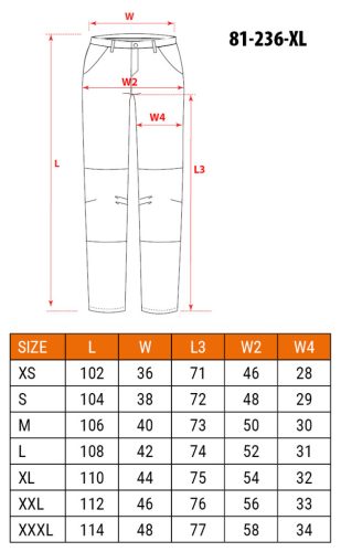 Farmer munkásnadrág, Denim, fekete, 98% pamut, térdvédő zseb, gombos oldalzsebek, 255 g/m2, XL
