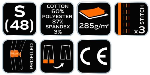 Karcsúsított(slim fit), munkásnadrág, HD, 60% pamut, 37% polyester, 285 g/m2, lecsatolható szerszámzsebek, S