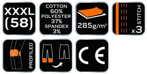 Karcsúsított(slim fit), munkásnadrág, HD, 60% pamut, 37% polyester, 285 g/m2, lecsat. szerszámzsebek, XXXL