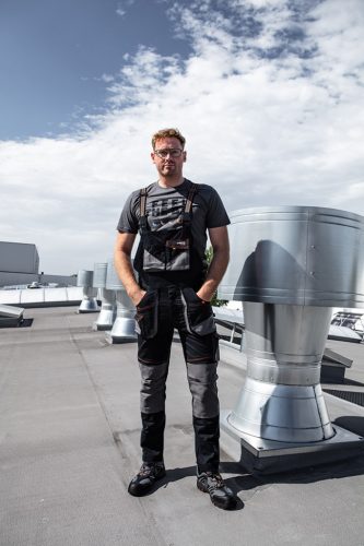 Kantáros munkásnadrág, karcsúsított(slim fit), 60% pamut, 37% polyester, 3% elasztán, 285 g/m2, L