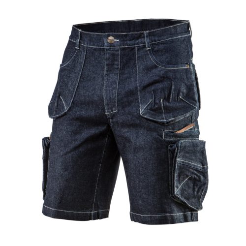 Farmer Rövid munkásnadrág, DENIM, cipzáros oldalzsebekkel, 98% pamut, 410g/m2, XS