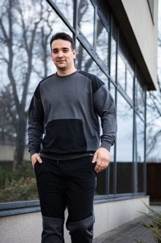 Melegítő nadrág Comfort, fekete-szürke, 57% pamut, 39% poliészter, M