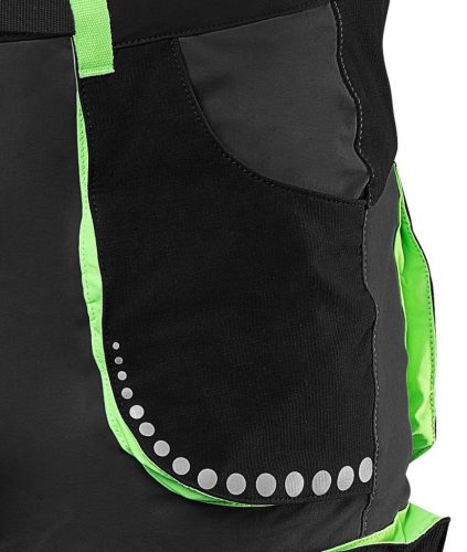 Munkásnadrág Premium, 4 irányban önbeálló anyag, fekete-zöld, XS