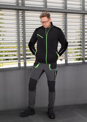 Munkásnadrág Premium, 4 irányban önbeálló anyag, fekete-zöld, XXXL