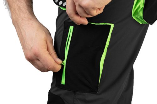 Munkásnadrág Premium, 4 irányban önbeálló anyag, fekete-zöld, XXXL