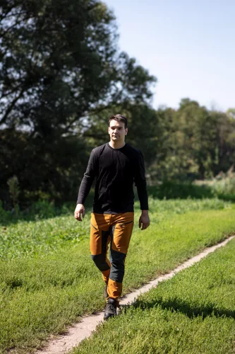 Munkásnadrág Outdoor, 4 irányú sztreccs anyag, 210g/m2, Mustársárga-szürke, L