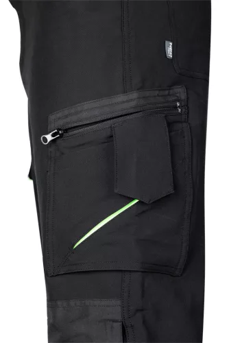 Munkásnadrág Mix&Match, 4 irányú sztreccs, 230g/m2, fekete-zöld, L