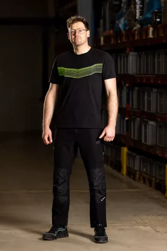 Munkásnadrág Mix&Match, 4 irányú sztreccs, 230g/m2, fekete-zöld, XXL