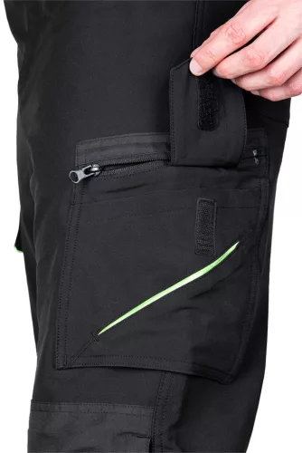 Munkásnadrág Mix&Match, 4 irányú sztreccs, 230g/m2, fekete-zöld, XXL