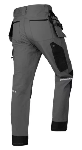 Munkásnadrág Mix&Match, 4 irányú sztreccs, 230g/m2, külső csavarzsebek, Cordura erősítés, szürke-fekete, L