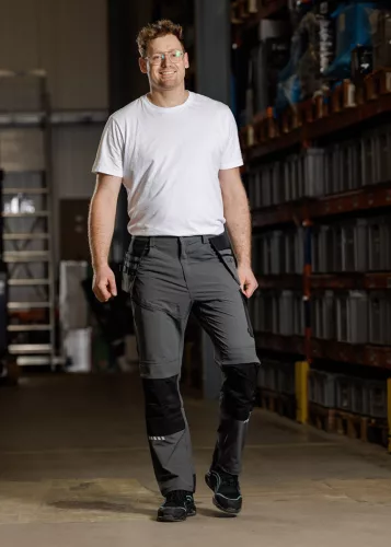 Munkásnadrág Mix&Match, 4 irányú sztreccs, 230g/m2, külső csavarzsebek, Cordura erősítés, szürke-fekete, XL