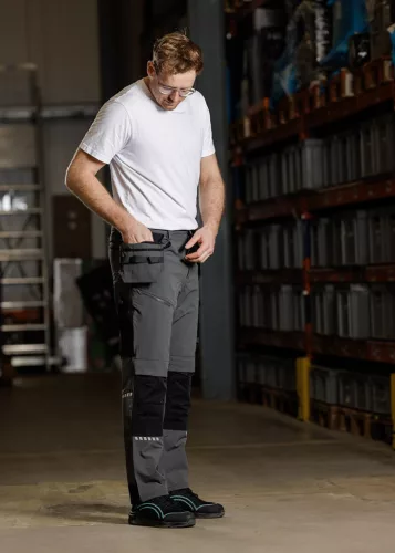 Munkásnadrág Mix&Match, 4 irányú sztreccs, 230g/m2, külső csavarzsebek, Cordura erősítés, szürke-fekete, XXL