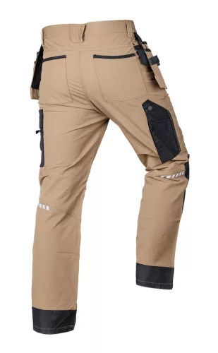 Munkásnadrág Mix&Match, 4 irányú sztreccs, 230g/m2, külső csavarzsebek, Cordura erősítés, bézs-fekete, M