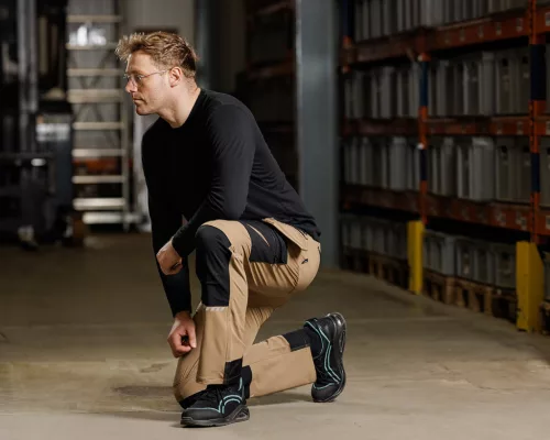 Munkásnadrág Mix&Match, 4 irányú sztreccs, 230g/m2, külső csavarzsebek, Cordura erősítés, bézs-fekete, S